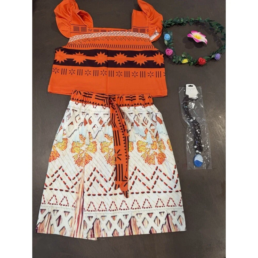 Ocean Adventure Princess Costume Jurebecia Moana Princess Dress Girl's M 8-10T